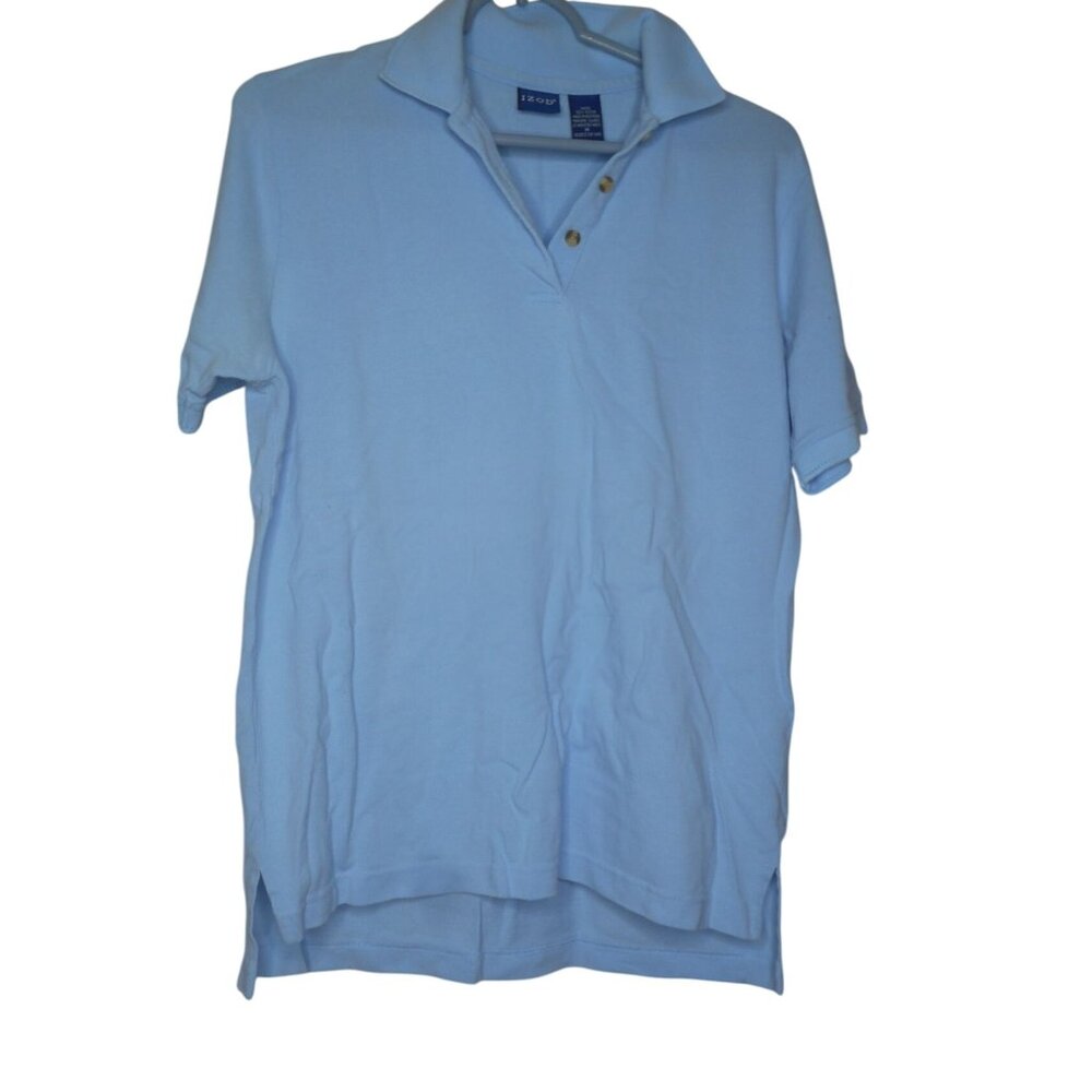 Izod Women's Size M light blue 100% cotton short sleeve Polo Shirt